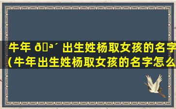 牛年 🪴 出生姓杨取女孩的名字（牛年出生姓杨取女孩的名字怎么取）